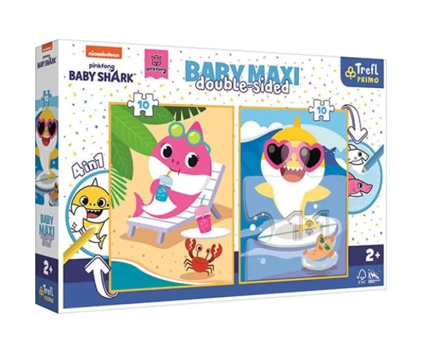 Baby Shark cu două fețe 4 in 1 Baby Maxi puzzle 2x10 bucăți - Trefl