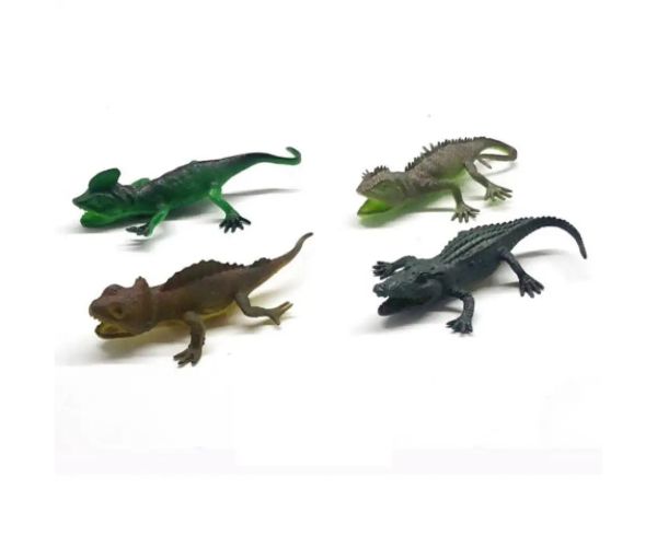 Figurină crocodil cu șopârlă 4 bucăți set