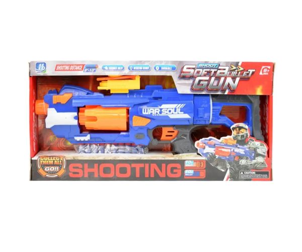 Soft Bullet Gun: Pistol manual cu magazie rotativă dimensiune 44cm