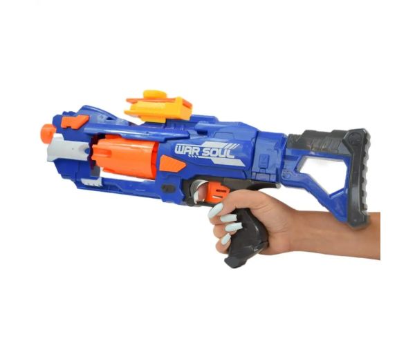 Soft Bullet Gun: Pistol manual cu magazie rotativă dimensiune 44cm
