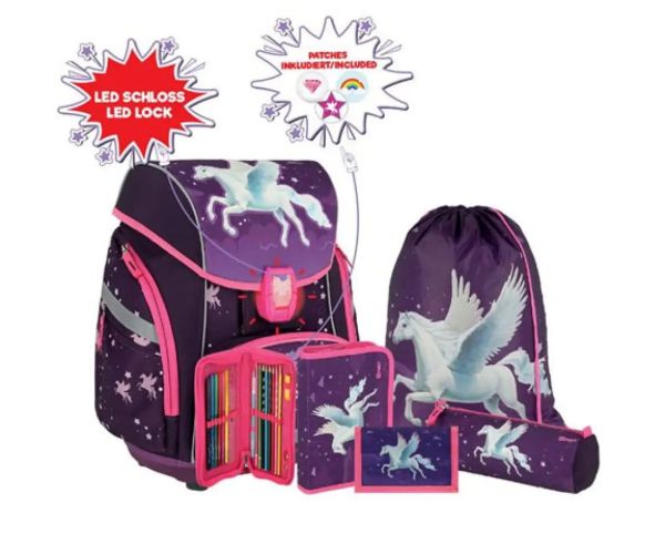 Spirit: Pegasus mov 5 bucăți set rucsac cu accesorii și lumini LED