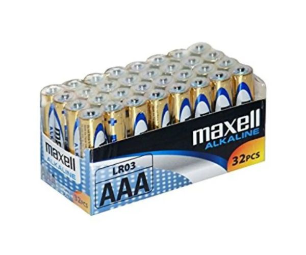 Maxell: Baterie alcalină 1.5V AAA LR03 pachet de 32 bucăţi în folie