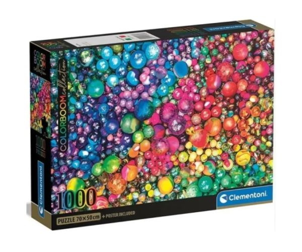 Bile de sticlă ColorBoom Collection 1000 bucăți puzzle cu poster - Clementoni