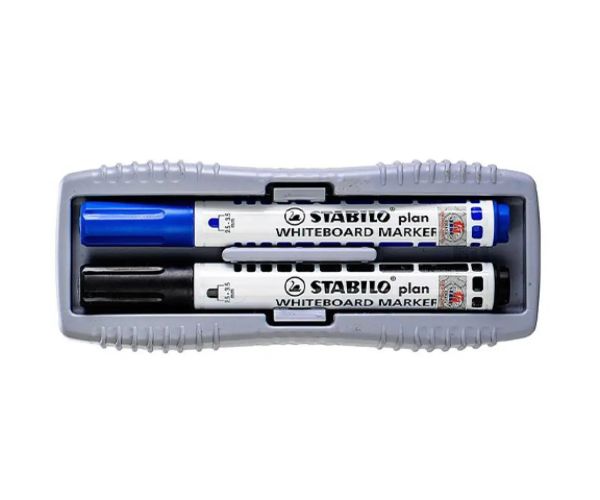 Stabilo: Plan WhiteBoard marker albastru și negru + burete