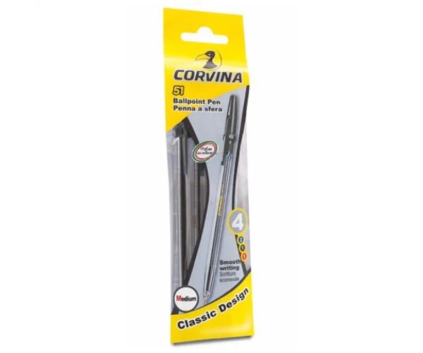 Corvina 51 set de pix 4 bucăți culoarea neagră - Carioca