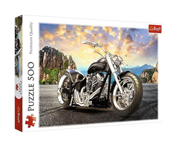 Puzzle premium de 500 de piese motocicletă Chopper neagră - Trefl