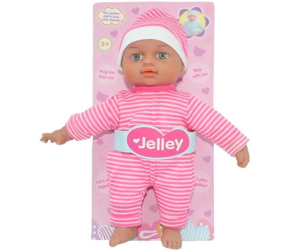 Bebeluș Jelley în rochie rayată de 25cm