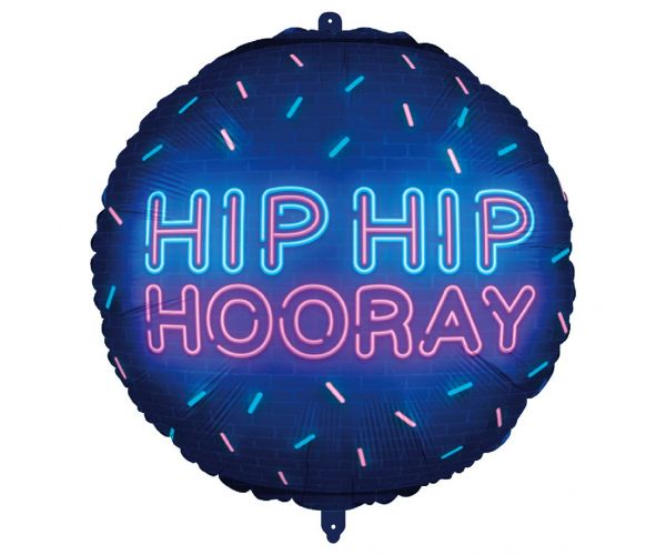 Fólia lufi – „HIP HIP HOORAY” neon felirattal 46cm