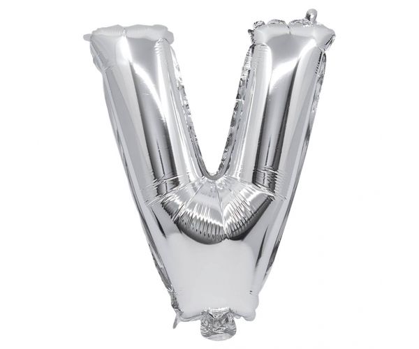 Balon folie în formă de literă argintie – Litera V 32cm