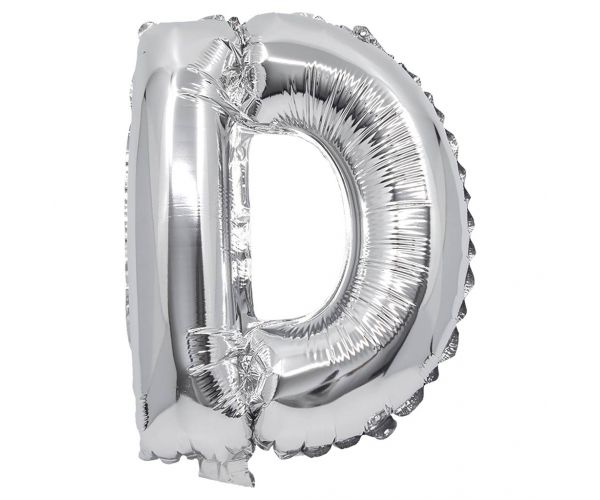 Balon folie în formă de literă argintie – litera D 32cm