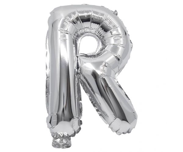 Balon folie în formă de literă argintie - Litera R 32cm