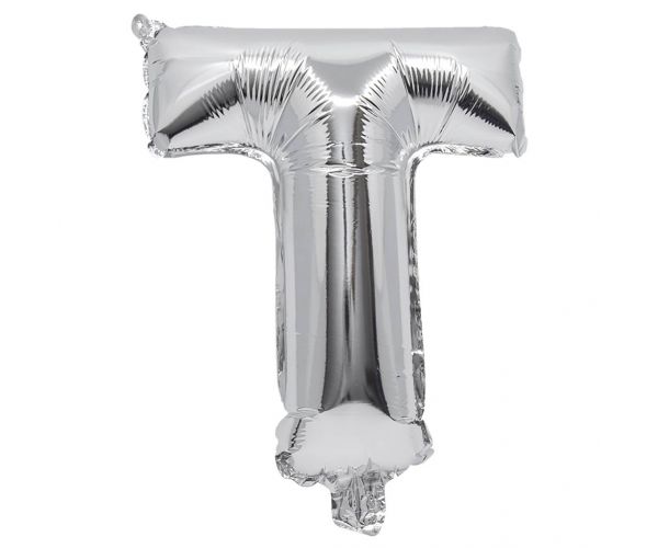 Balon folie în formă de literă argintie - Litera T 32cm