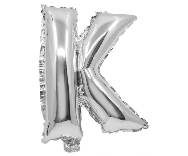 Balon folie în formă de literă argintie - litera K 32cm