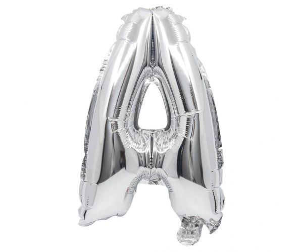 Balon folie în formă de literă, culoare argintie – Litera A, 32cm