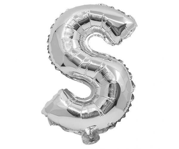 Balon folie în formă de literă, culoare argintie – Litera S, 32 cm