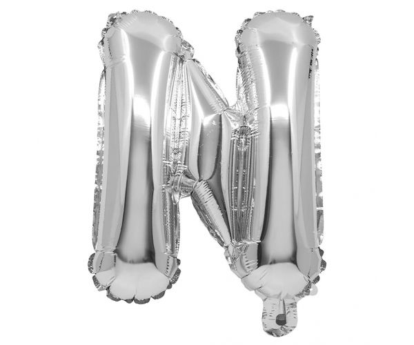 Balon folie în formă de literă, culoare argintie – litera N, 32 cm
