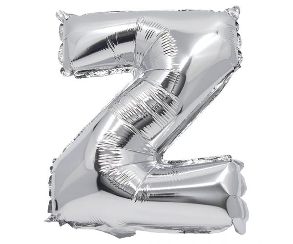 Balon folie în formă de literă, culoare argintie – litera Z, 32 cm