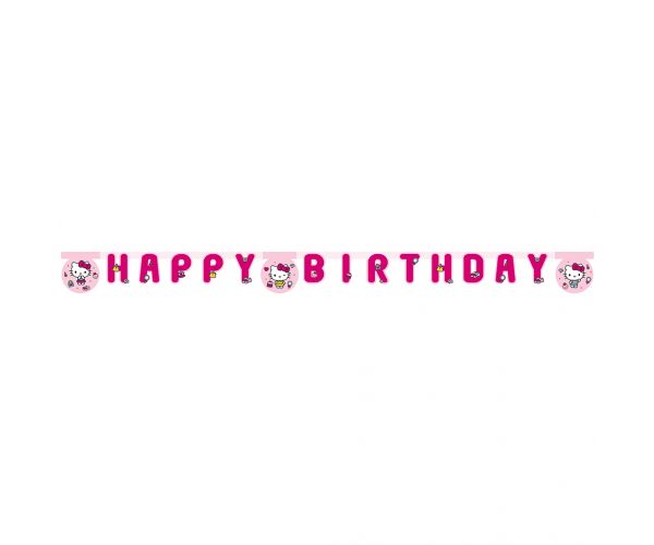 Banner de petrecere „Happy Birthday” cu Hello Kitty