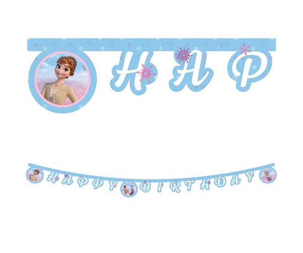 Banner de petrecere „La mulți ani” Frozen 2, 200 cm