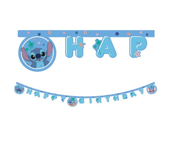 Disney Stitch szülinapi "Happy Birthday" felirat party banner 200cm