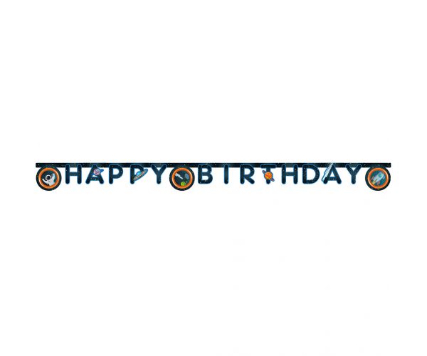 Űrkaland szülinapi „Happy Birthday” feliratú party banner