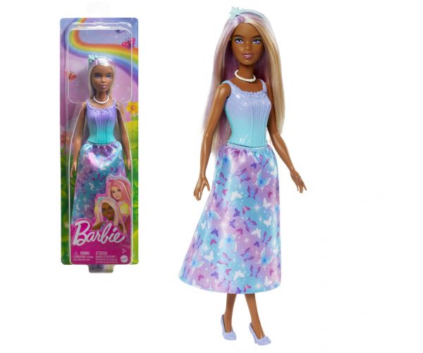 Barbie Dreamtopia: Păpușă prințesă în rochie albastră-violet cu fluturi - Mattel
