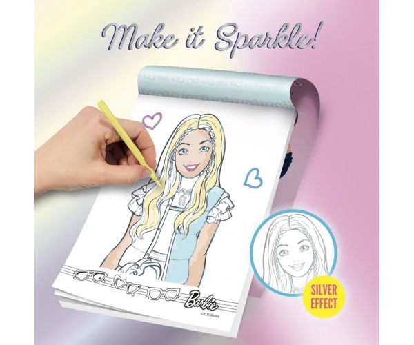 Barbie Make it sparkle! Caiet de desen strălucitor - Lisciani