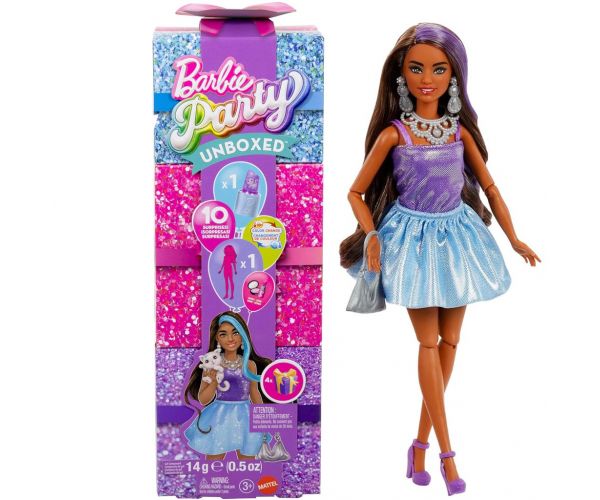 Barbie: Party Reveal meglepetés baba barna hajjal - Mattel