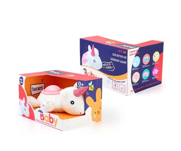 Unicorn alb de pluș cu efecte de lumină și sunet
