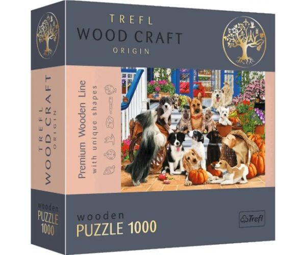 Wood Craft: Prietenie de câini 1000 bucăți premium lemn puzzle - Trefl
