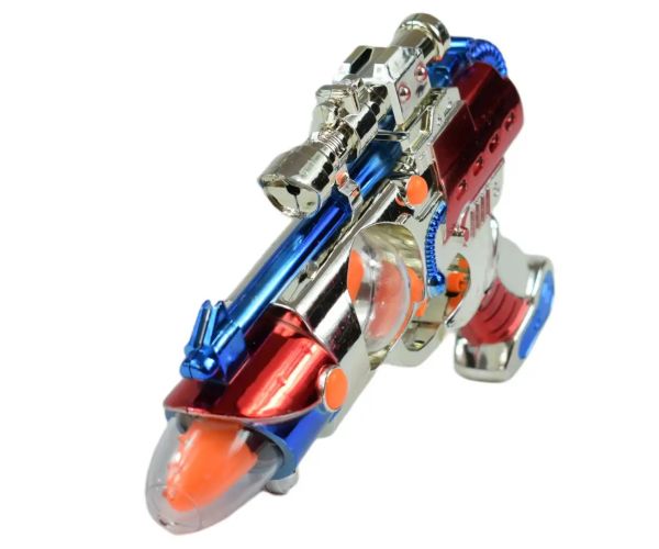Space Warior: Pistol spațial electric cromat cu lumină și sunet 27cm