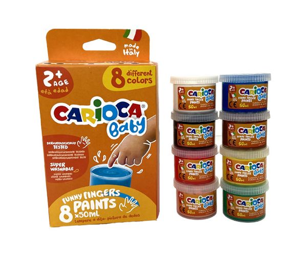 Baby Finger Paints set cu diferite culori 8x50ml - Carioca