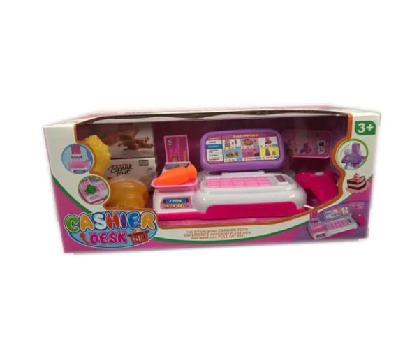 Casă de marcat culorea roz cu sunete și lumini, diferite accesorii