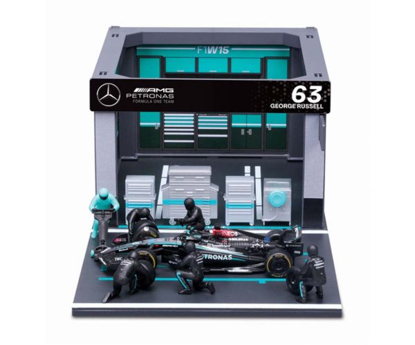 Bburago: Mașină de curse F1 1/43 - MB AMG W15 E Performance box pit