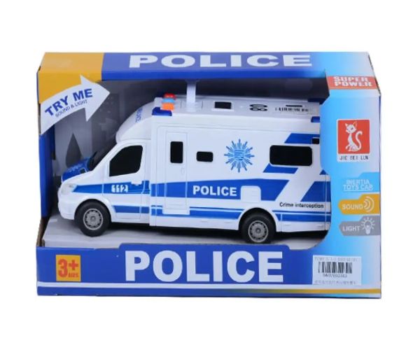 Microbuz de poliție cu sunete și lumini