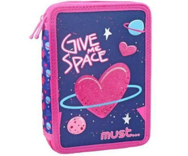 Space Heart: penar echipat pliabil roz și mov dimensiune 15x21x5cm