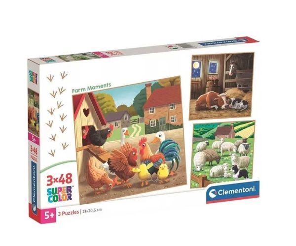 Momente de fermă 3x48buc Super Color puzzle - Clementoni
