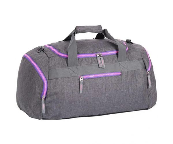 Spirit: Geantă de sport gri cu fermoar neon 55x31x41cm