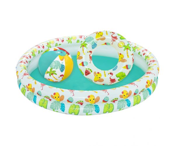 Bestway: Beachtastic piscină gonflabilă pentru copii, set 3 în 1 Ø 122 x 20 cm