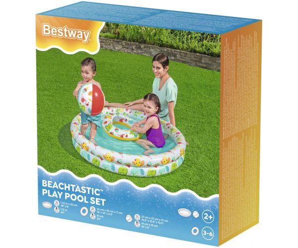 Bestway: Beachtastic piscină gonflabilă pentru copii, set 3 în 1 Ø 122 x 20 cm