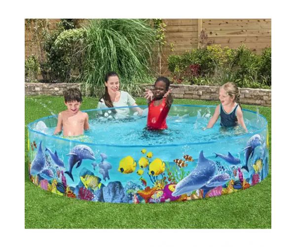 Bestway: Fill N Fun™ Odyssey piscină pentru bălăcit cu pereți rigizi, model marin Ø 244 x 46 cm