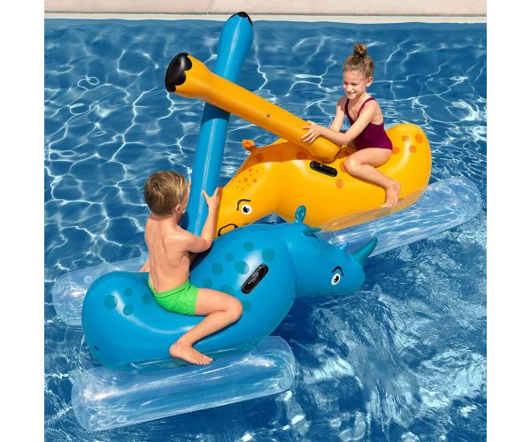 Bestway: Kids Rhino — jucărie de piscină cu rinocer, set de 2 bucăți pentru copii, 148x89x61 cm