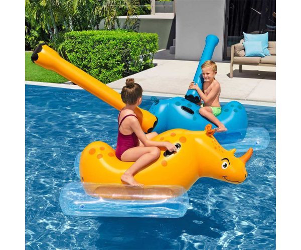 Bestway: Kids Rhino — jucărie de piscină cu rinocer, set de 2 bucăți pentru copii, 148x89x61 cm