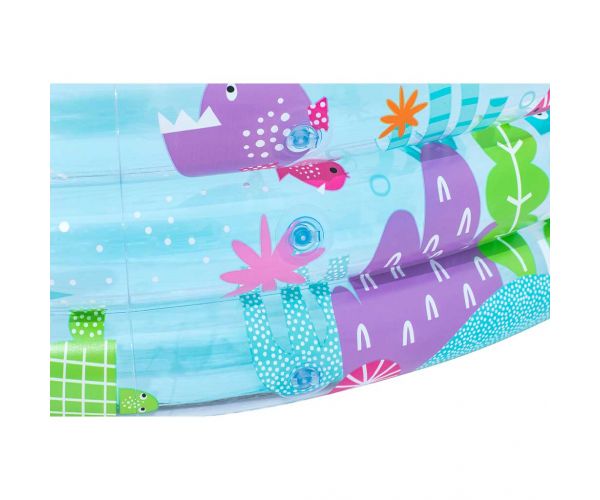 Bestway: Piscină transparentă cu trei inele, cu imprimeu acvatic, 183 x 33 cm