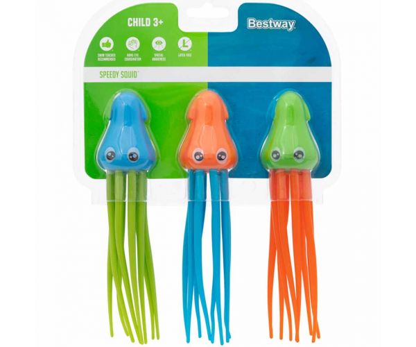 Bestway: Set de figurine subacvatice Speedy Squid™ cu polipi, set de 3 bucăți.