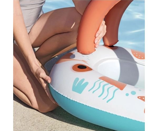 Bestway: barcă pentru bebeluși cu balenă și copertină 84 x 67 cm