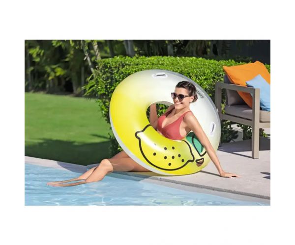 Bestway: colac de înot cu model de lămâie și mânere, 114 cm