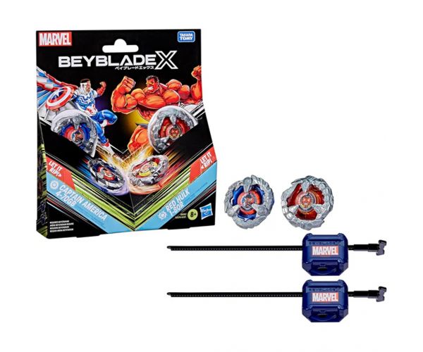 Beyblade X Marvel – colaborare Captain America vs Red Hulk – set de toupie – Hasbro