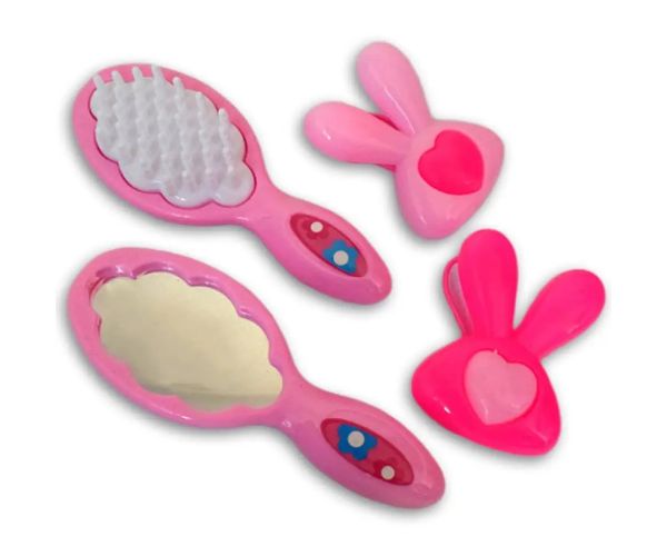 Set de frumusețe roz din 10 piese cu foarfecă, uscător de păr și accesorii