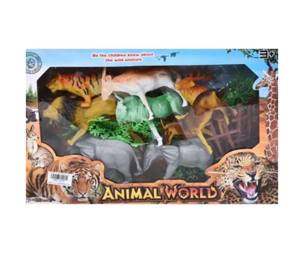 Safari set de joacă cu 8 bucăți de figurine animale și accesorii